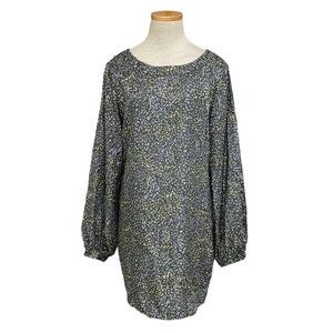 Elizabeth and James Shift Dress Silk Long Sleeve Confetti Green Purple Size 4